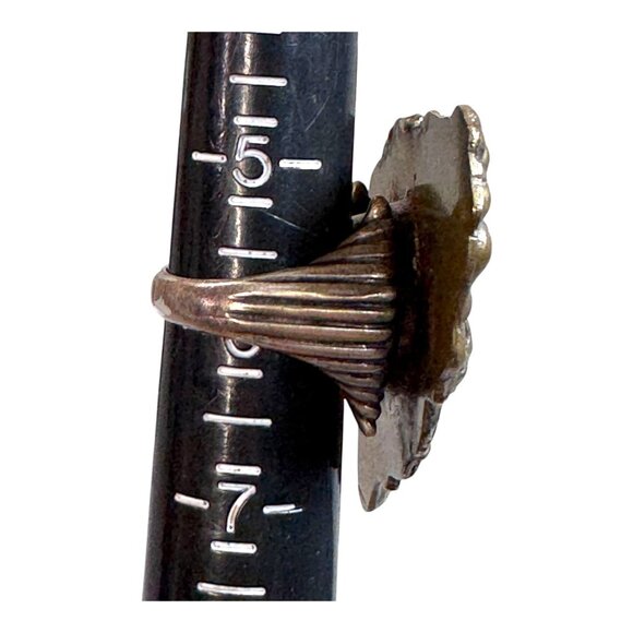 Antique  Art Nouveau Sterling Silver Womans Face Floral Flowers Statement Ring 6 - Picture 3 of 12